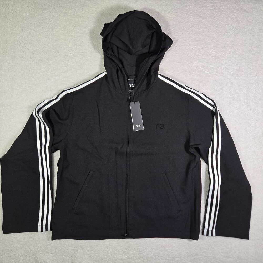 Y-3 Adidas Yohji Yamamoto Track Top Black Full Zip Hoodie Mens Small Oversized